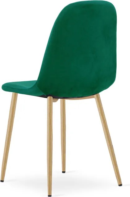 Set štyroch jedálenských stoličiek PADVA zamatové zelené / hnedé nohy (4 ks)