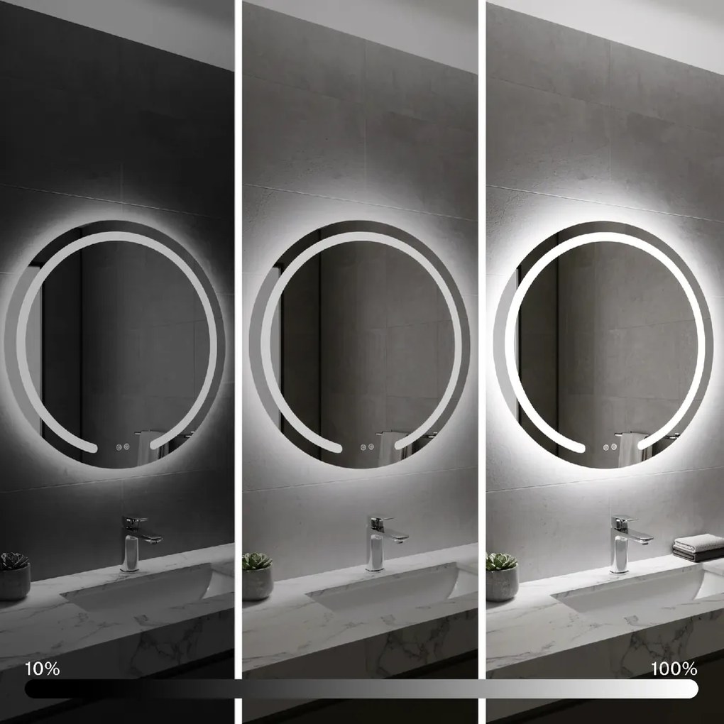 Rea Zrkadlo Modern ⌀80 cm s vyhrievaním a regulovateľným LED osvetlením HOM-00906