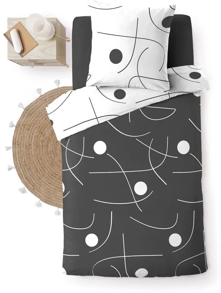 Biele/tmavosivé obliečky na jednolôžko z mikrovlákna 140x200 cm Sonate – douceur d'intérieur