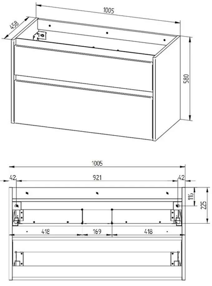Mereo Mereo, Opto, kúpeľňová skrinka 101 cm, biela, dub, biela/dub, čierna, MER-CN922S