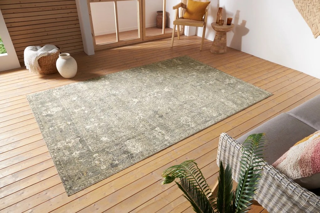 Kusový koberec Cairo 105592 Luxor Black Cream – na von aj na doma, 200x280, béžová, chodba / predsieň, Hanse Home