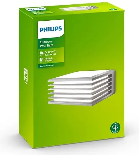 Philips - Vonkajšie nástenné svietidlo SHADES 1xE27/15W/230V IP44 šedá