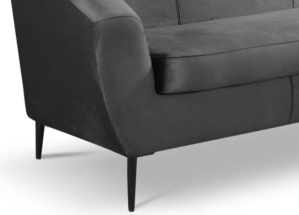 Trojmiestna pohovka Olivio, stredne šedá zamatová látka