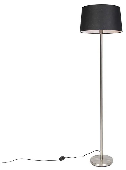 Moderná stojaca lampa oceľ s čiernym tienidlom 45 cm - Simplo