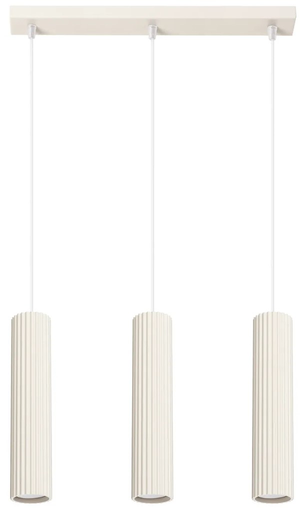 Závesné svietidlo Karbon, 3x béžové kovové tienidlo