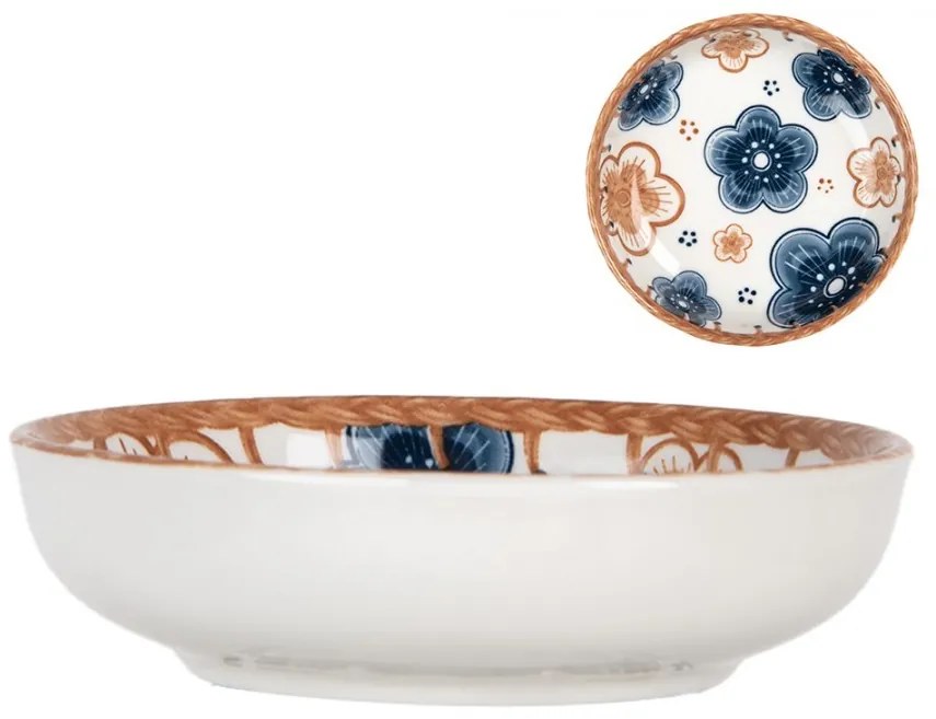 Miska s hnedými a modrými kvetmi Mibbo - Ø 10*3 cm / 50 ml