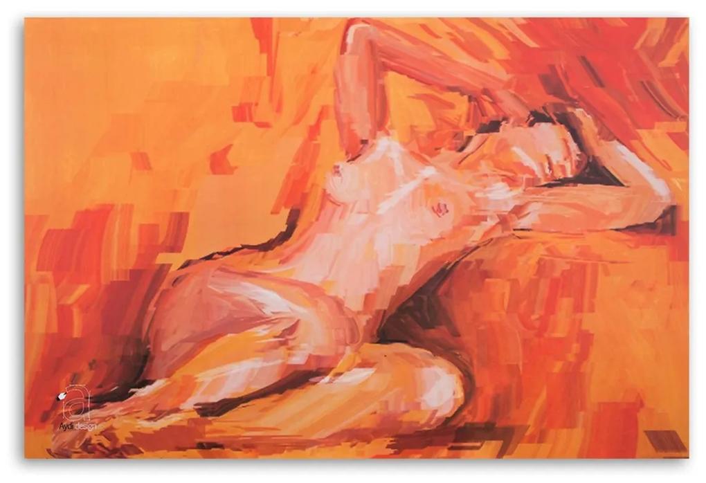 Obraz na plátně Nahá žena Orange - 120x80 cm
