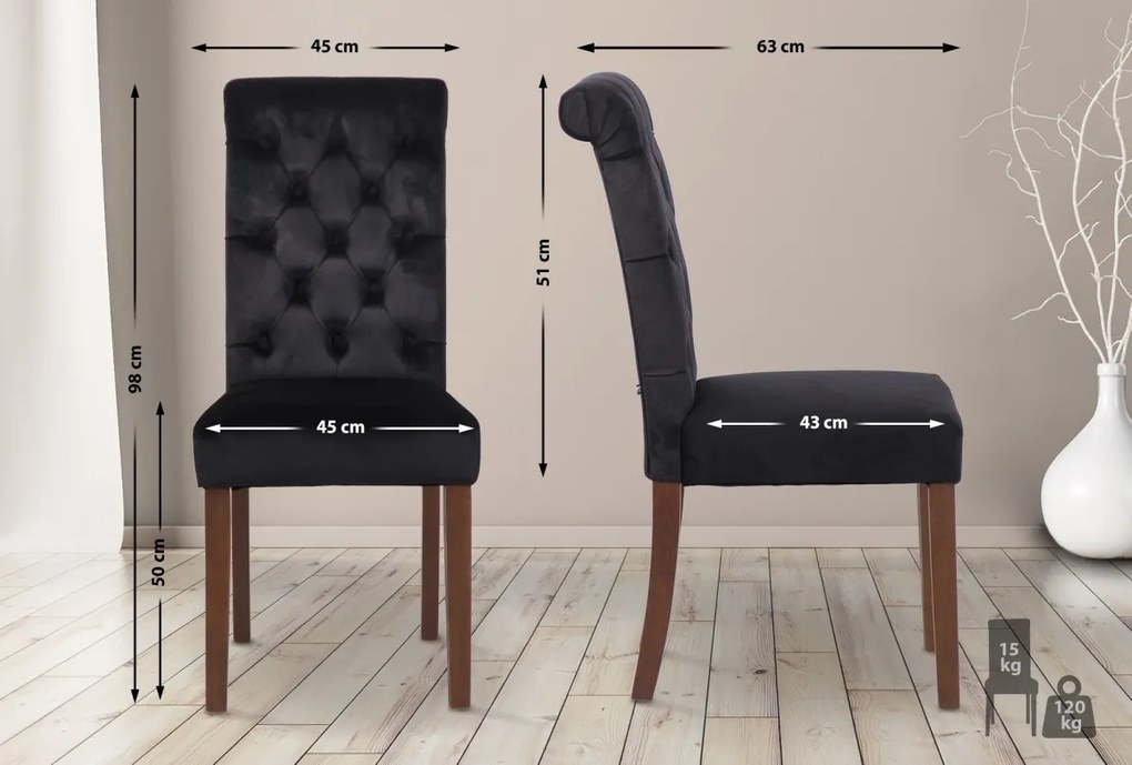 Jedálenská stolička Lisburn - zamat - Čierna