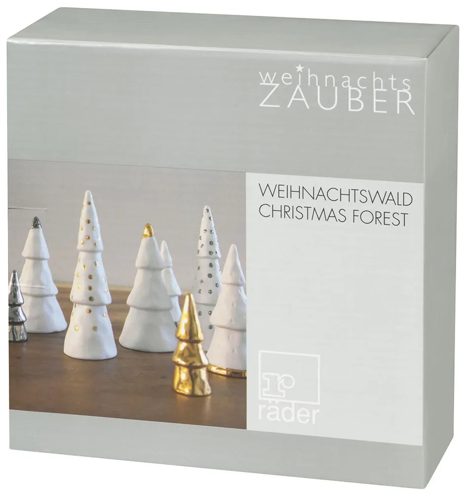 Räder Porcelánová sada WINTER FOREST v striebornej farbe, 4 ks