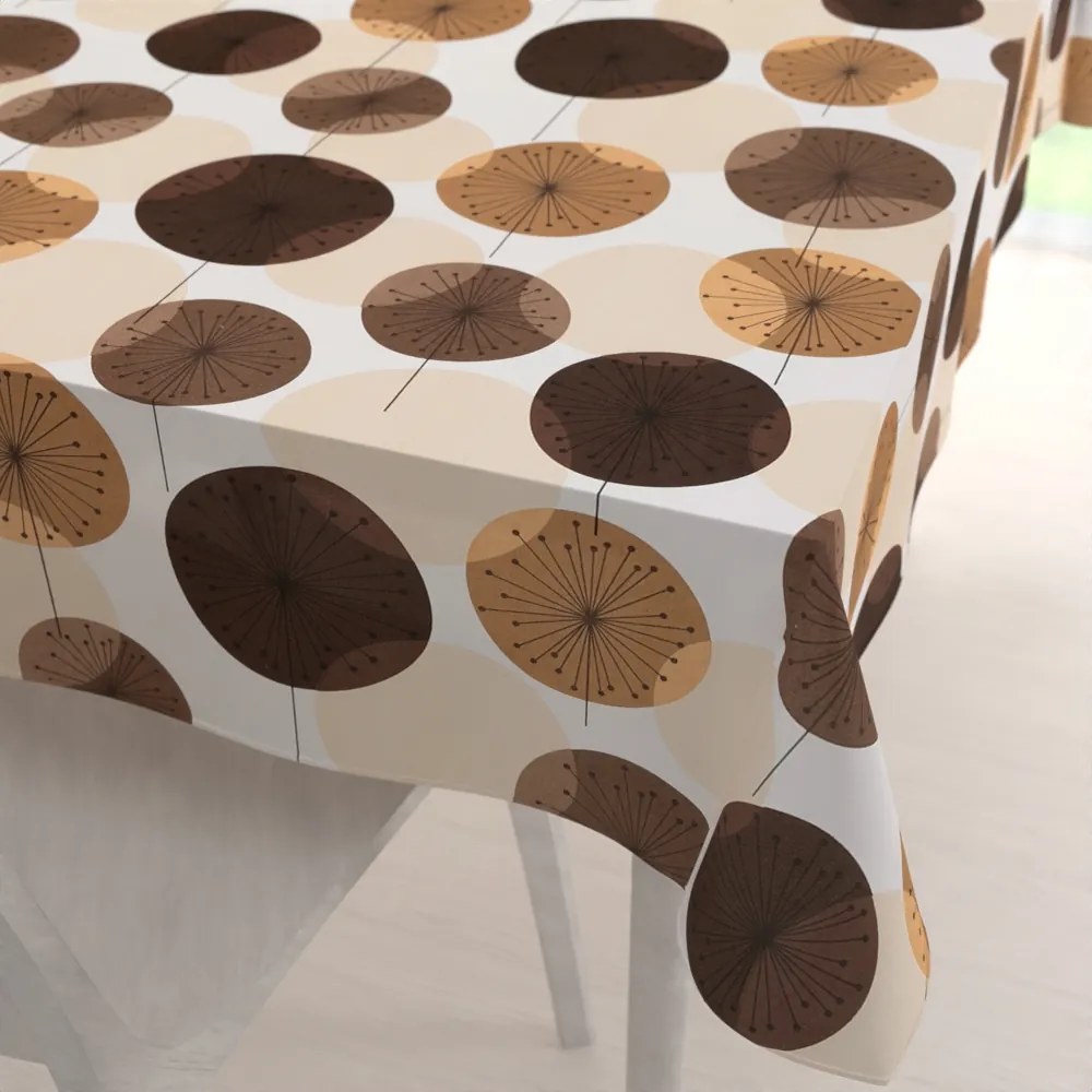 Biante Bavlnený obdĺžnikový obrus Sandra SA-488 Hnedo-béžové designové púpavy 100x140 cm