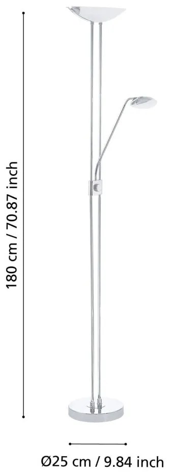 LED stojacia lampa v striebornej farbe so skleneným tienidlom (výška 180 cm) BAYA LED – EGLO