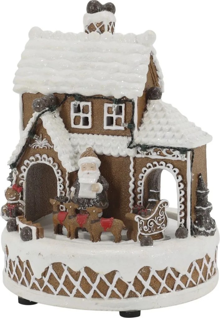 Hudobná skrinka perníkový domček Noël LED osvetlením – Ø 17*23 cm
