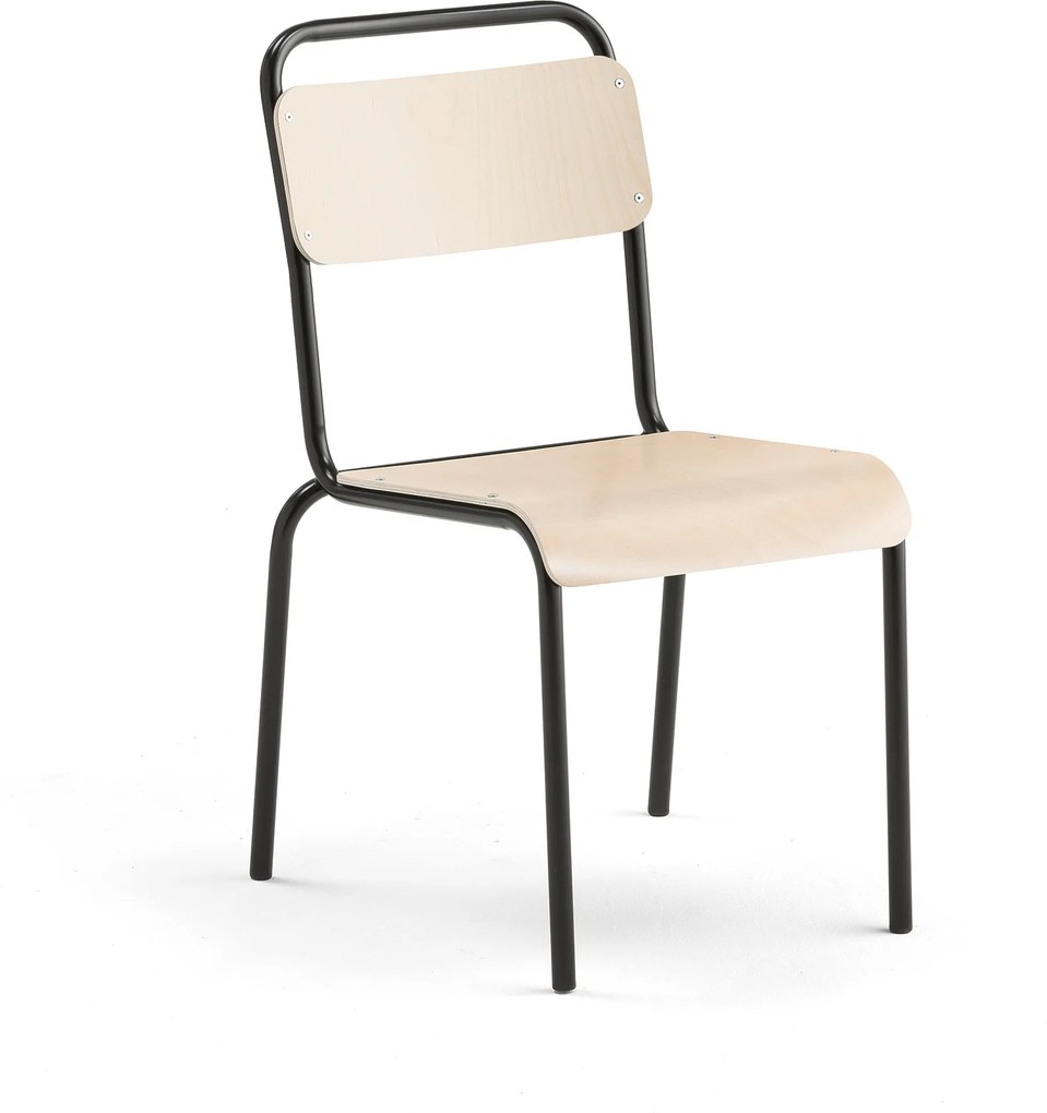 Jedálenská stolička Frisco, čierny rám, brezový laminát