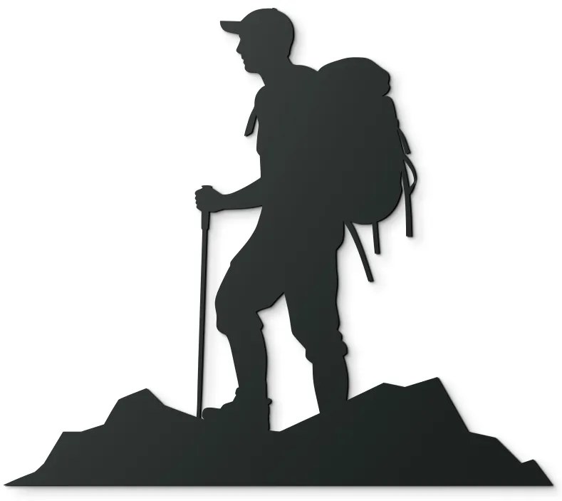 drevko Drevený obraz na stenu Turista Rozmer obrazu: 44,5 x 51 cm, Farba dekorácie: Čierna
