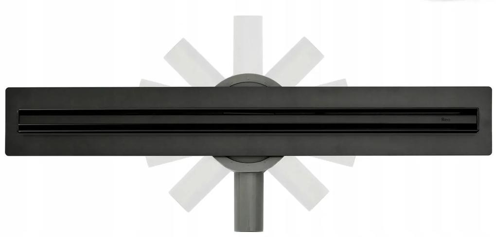 Rea Neo Slim Pro, lineárny nerezový odtokový žľab 90 cm s 360° stupňovým sifónom, čierna matná, REA-G8903