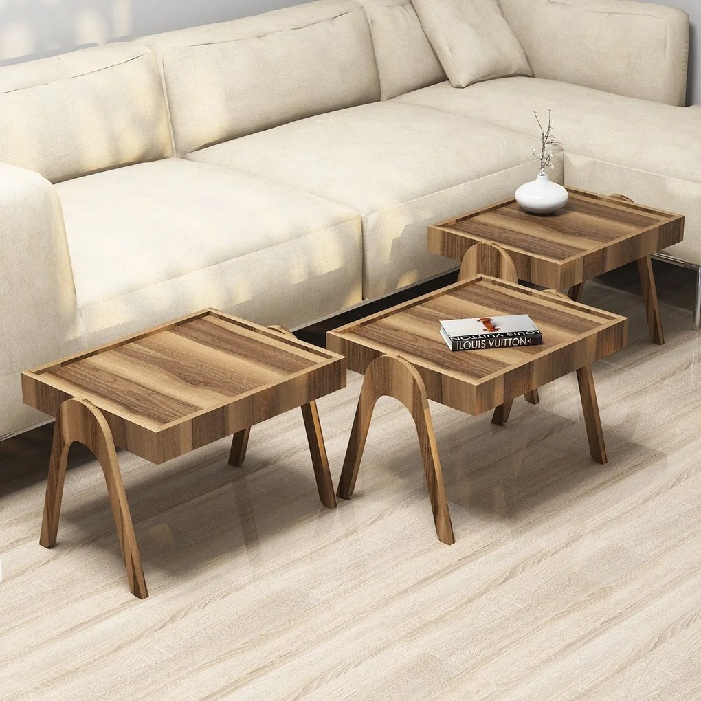 Odkladací stolík Roma Walnut, 3 ks
