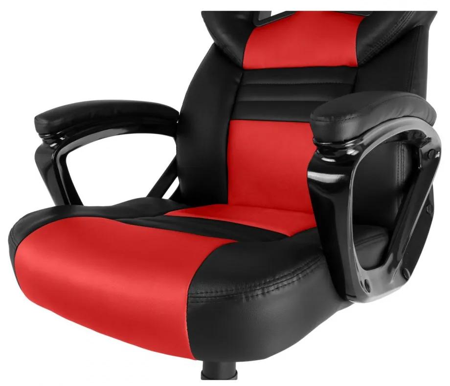 Herná stolička A-RACER Q12 –⁠ PU koža, čierna/červená