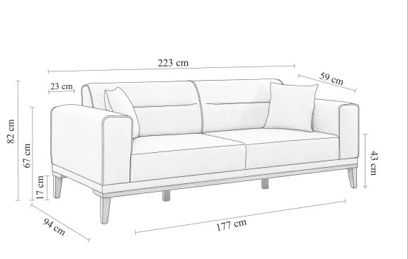 Dvojmiestná pohovka DOTY tmavosivá