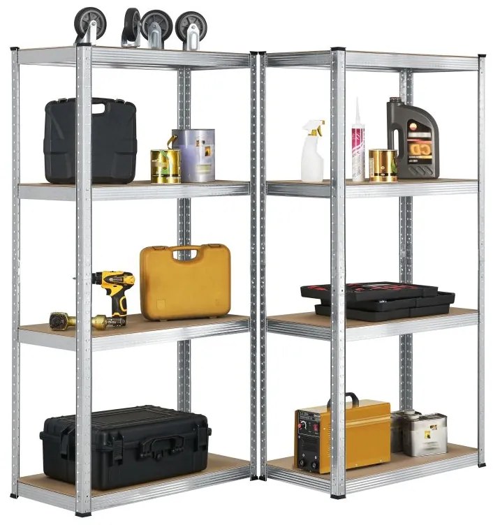 Kovový regál Easy 2 ks 160x80x40 cm, 4 police, nosnosť 640kg