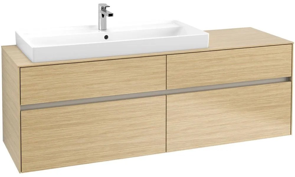 VILLEROY &amp; BOCH Collaro závesná skrinka pod umývadlo na dosku (umývadlo vľavo), 4 zásuvky, 1600 x 500 x 548 mm, Nordic Oak, C02900VJ