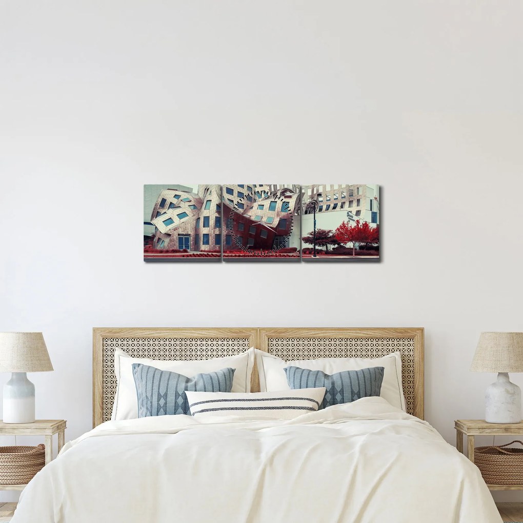 Obraz - architektonická stavba (s hodinami) (90x30 cm)