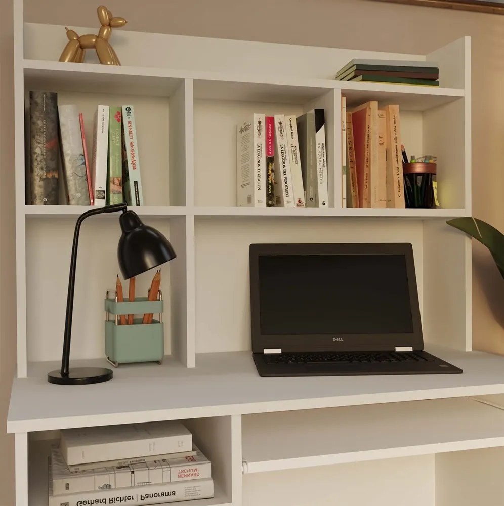 Písací stôl s nadstavbou PORTO ľavý matná biela