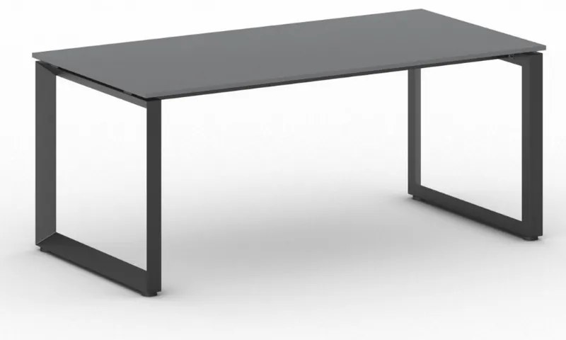 Kancelársky stôl PRIMO INSPIRE, 180x90 cm, čierna podnož, grafit