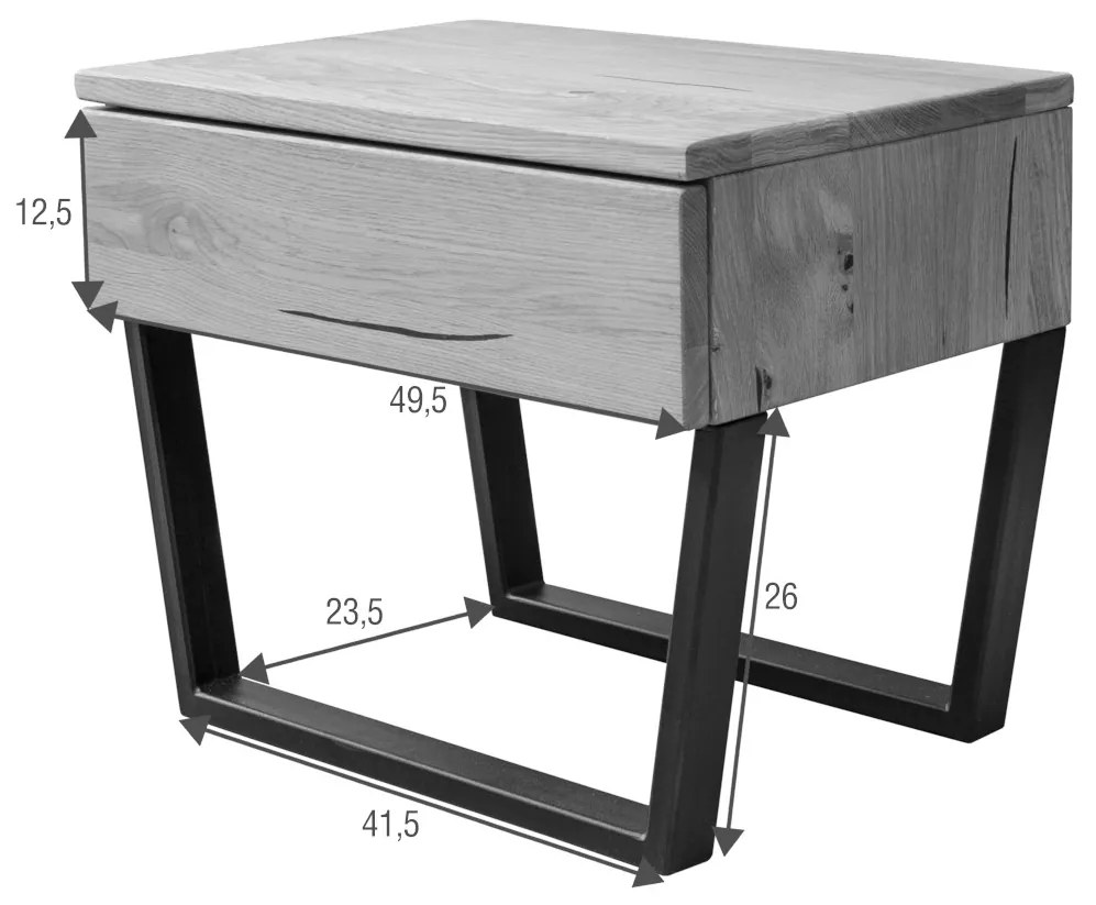 Nočný stolík z masívu duba DOMINIK