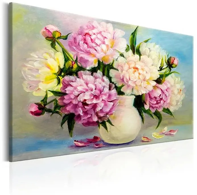 Obraz - Peonies: Bouquet of Happiness Veľkosť: 30x20, Verzia: Na talianskom plátne