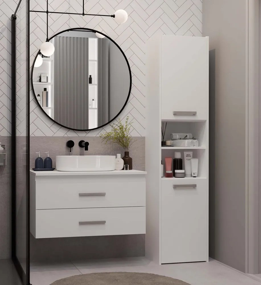 Závěsná skříňka pod umyvadlo s deskou NEL 2S 80 cm bílá