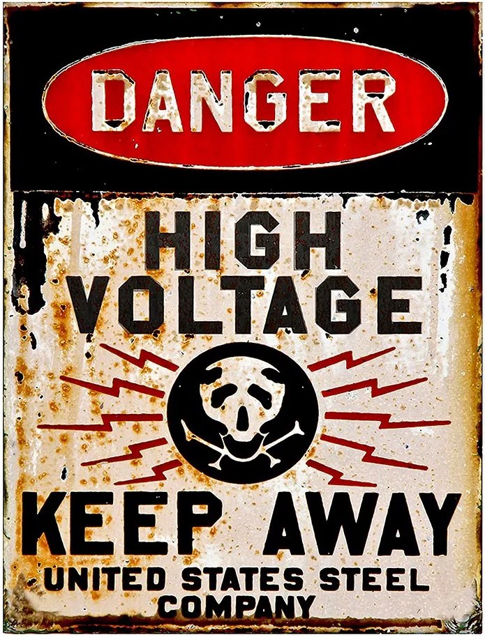 Nástenná kovová ceduľa Danger - 25*1*33 cm