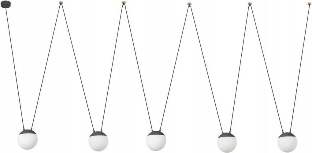 Závesné svietidlo Faro Mine Pc Space 5xE27 tmavo šedé, variabilné zavesenie