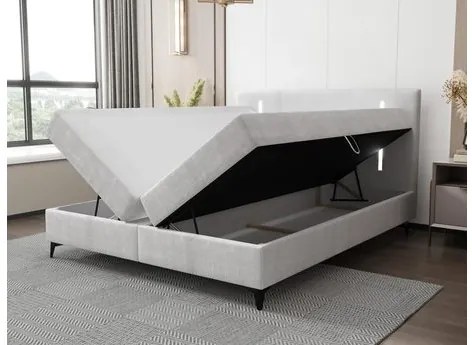 Manželská posteľ 160 cm Hebara 2 (béžová) (s roštom a matracom) (s úl. priestorom) (s LED osvetlením). Vlastná spoľahlivá doprava až k Vám domov. 1104238