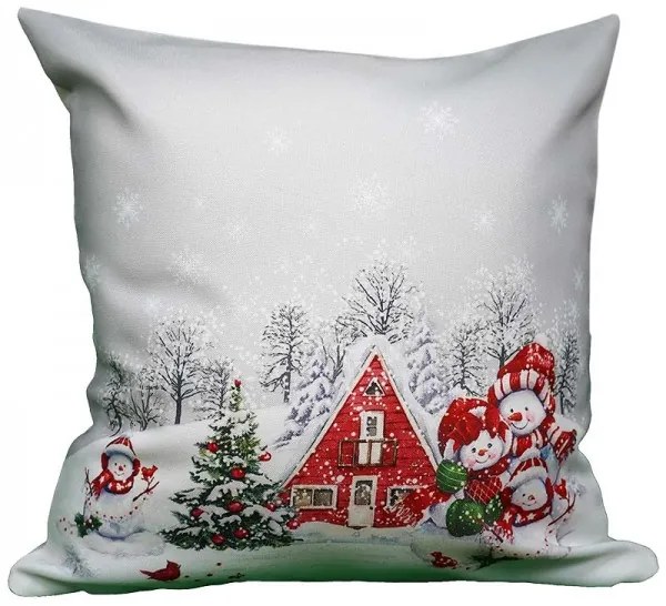 Vankúšová obliečka Rodinka snehuliakov 40x40 cm