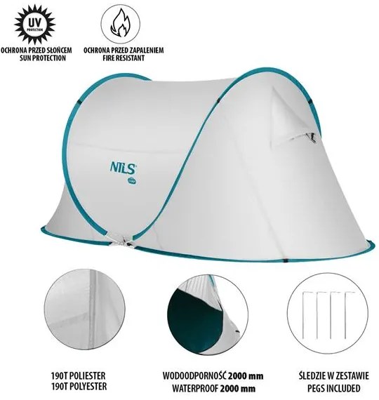 Samorozkladací plážový stan NILS Camp NC3743 - sivý