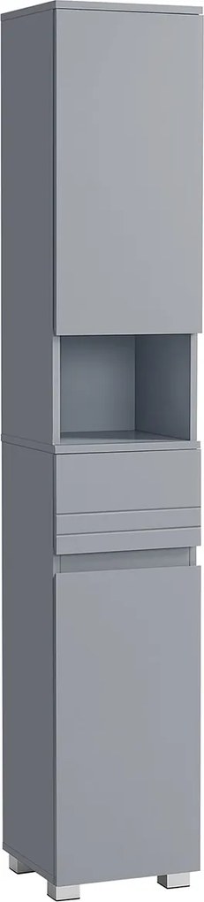 VASAGLE vysoká kúpeľňová skrinka 30 × 30 × 170 cm, v tajomnej sivej farbe