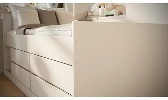 Detská posteľ Leon 200x90 cm s matracom a zásuvkami biela