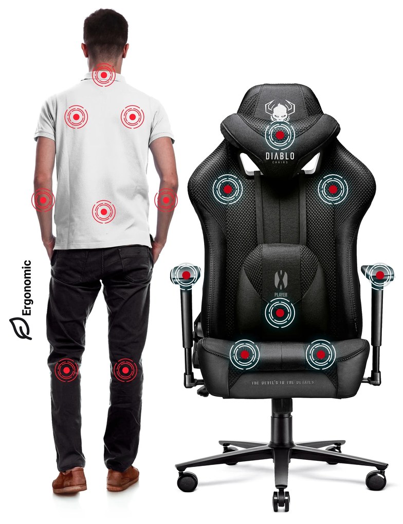 Látkové herné kreslo Diablo X-Player 2.0 Normal Size, čierne