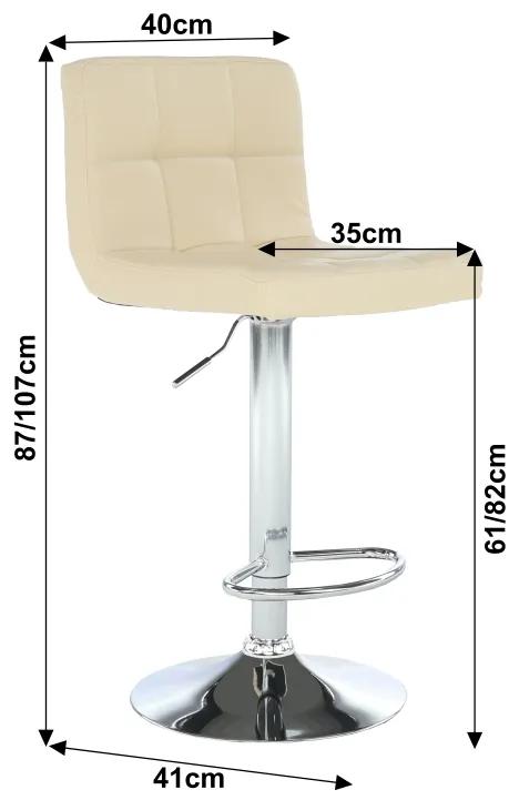 Barová stolička KANDY NEW — ekokoža béžová/chróm