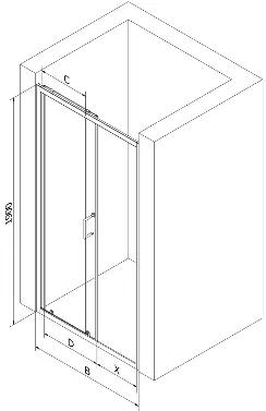 Mexen APIA sprchové posuvné dvere do otvoru 105cm, čierna, 845-105-000-70-00