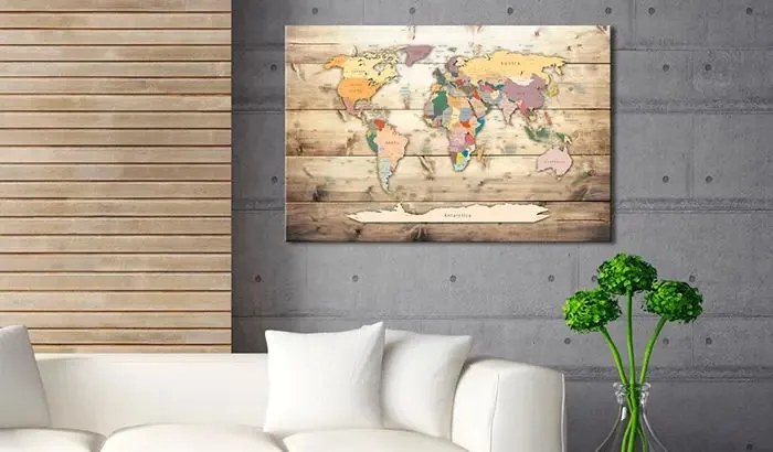 Obraz - World Map: Colourful Continents Veľkosť: 30x20, Verzia: Premium Print