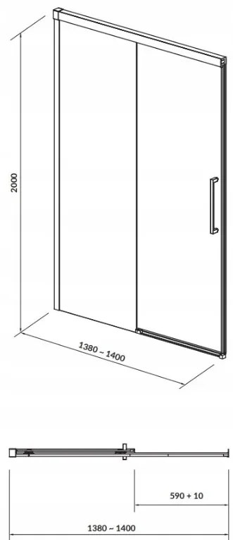 Cersanit Crea, posuvné dvere do otvoru 140x200 cm, 8mm číre sklo, chrómový profil, S159-008