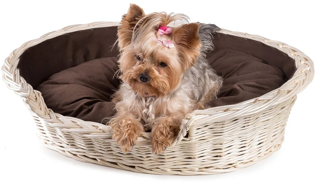 Pelech pre zvieratá bielený prútený čokoládová poduška Luisa II.š. 65 x hl. 46 x v. 21(cm)