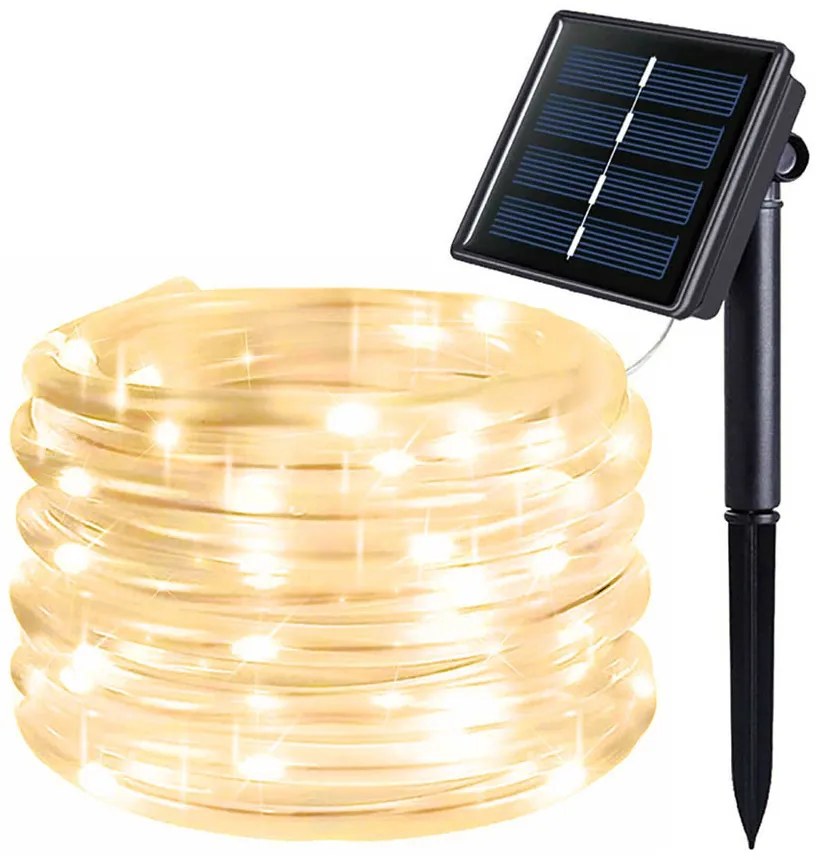 Solárna dekoračná svetelná reťaz, 10 m, teplá biela