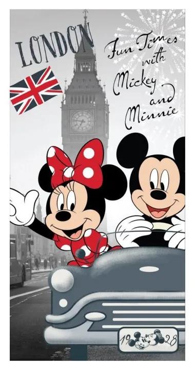 Jerry Fabrics Detská osuška 70 × 140 cm ‒ Mickey a Minnie v Londýne