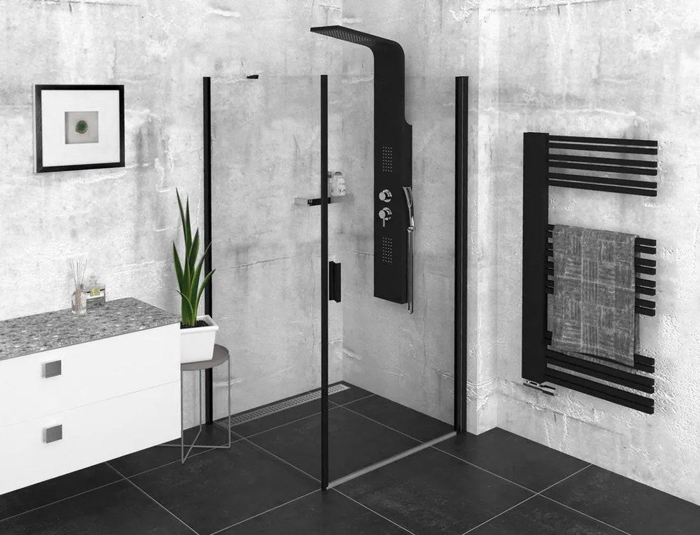 Polysan Polysan, ZOOM BLACK štvorcová sprchová zástena 800x800mm, rohový vstup, ZL4815BL-02