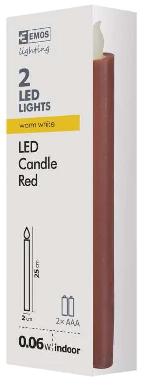 EMOS Sada dekoratívnych horiacich sviečok LED, 2ks, červená