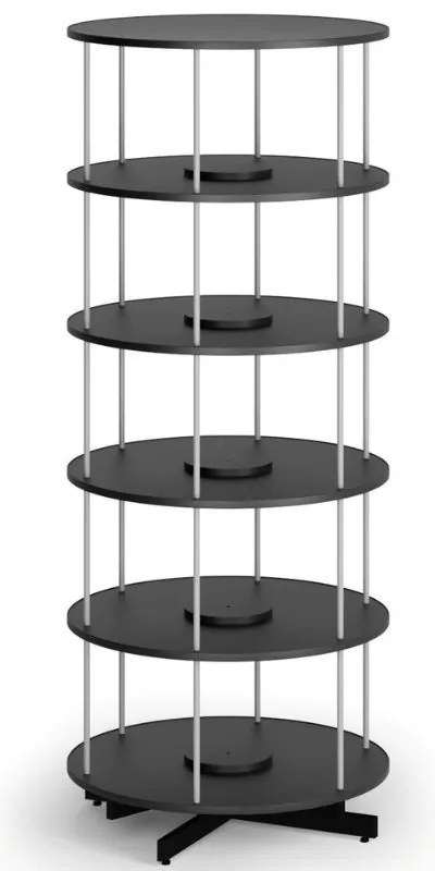 Otočný regál na zakladače, 5 poschodí, čierny