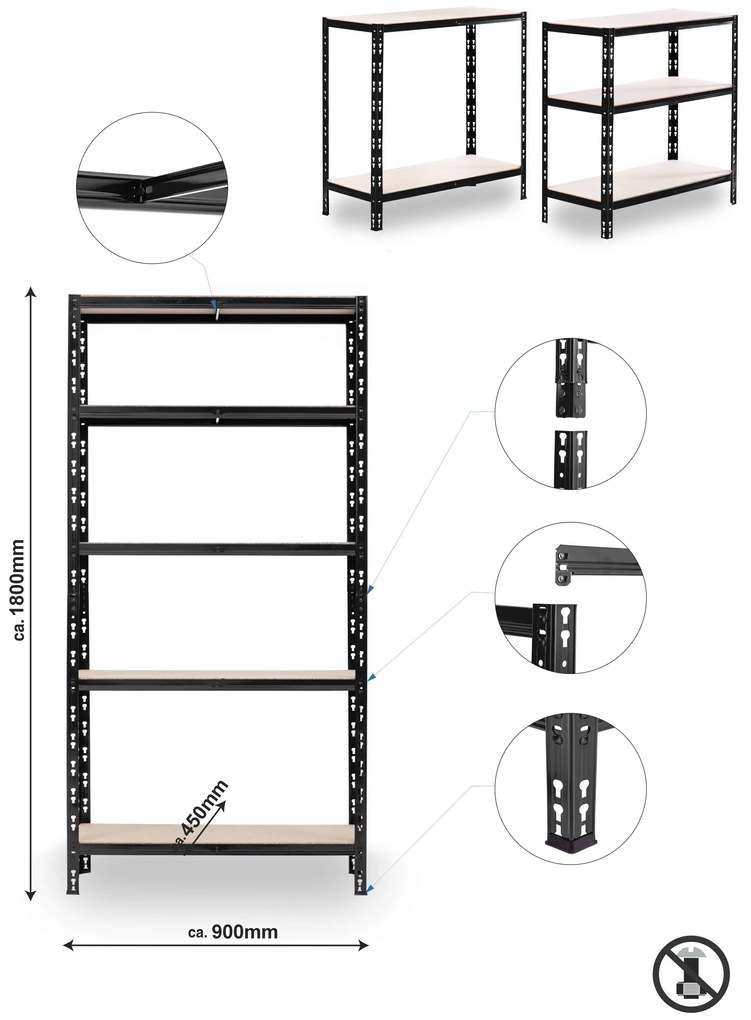 Trestles Balíček 5xSUPER HIT - Policový regál 1800x900x450 Farba: Modrá