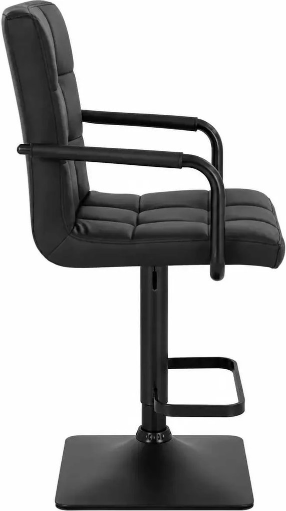 LuxuryForm DESIGN Barová stolička VERONA BLACK na čiernej hranatej podstave - čierna